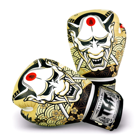 TUFF Muay Thai Boxing White Oni Gloves