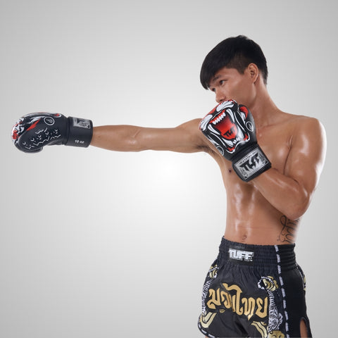 TUFF Muay Thai Boxing Black Tiger Gloves