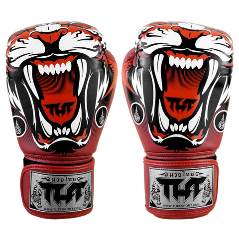 TUFF Muay Thai Boxing Red Tiger Gloves