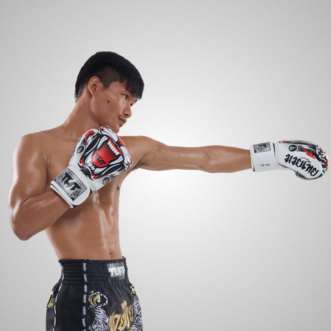 TUFF Muay Thai Boxing White Tiger Gloves