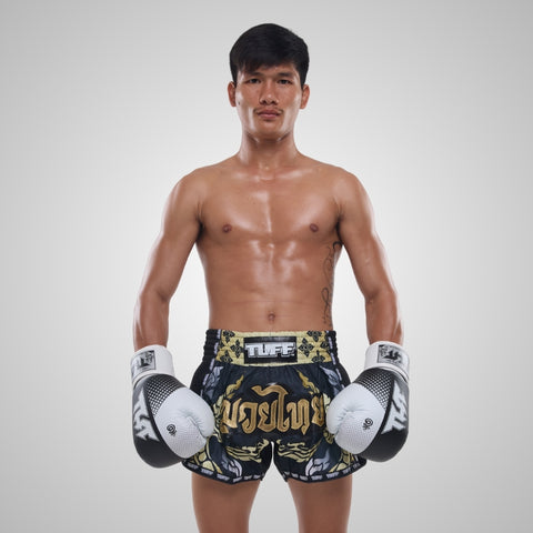 TUFF Muay Thai Boxing Black Gloves