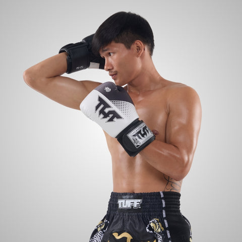 TUFF Muay Thai Boxing White Gloves