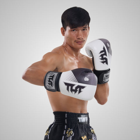 TUFF Muay Thai Boxing White Gloves
