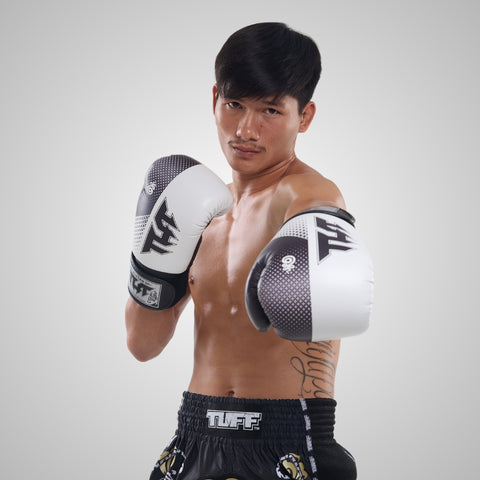 TUFF Muay Thai Boxing White Gloves