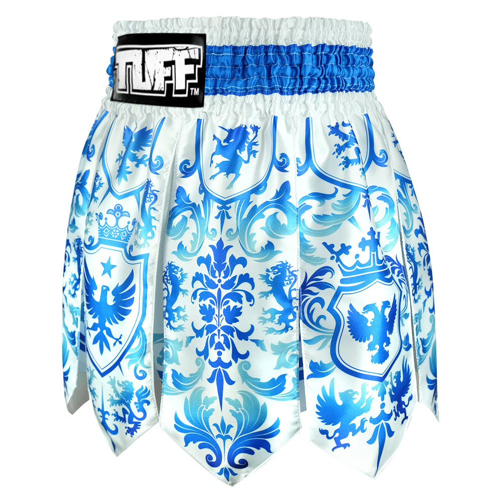 TUFF Muay Thai Boxing Shorts Gladiator Blue & White Classic Victorian ...