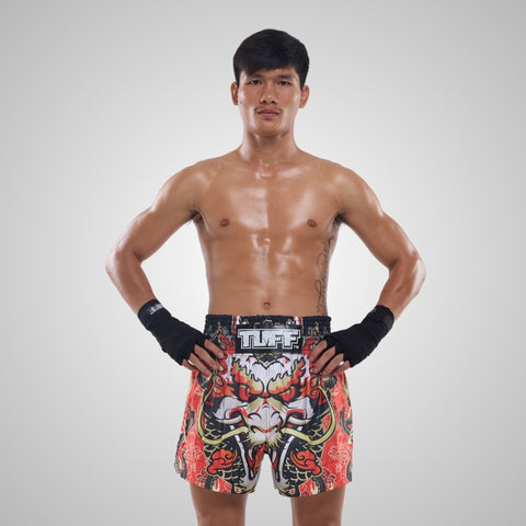 TUFF Muay Thai Shorts Boxing Trunks Traditional Style (TUF-MS621-RED)