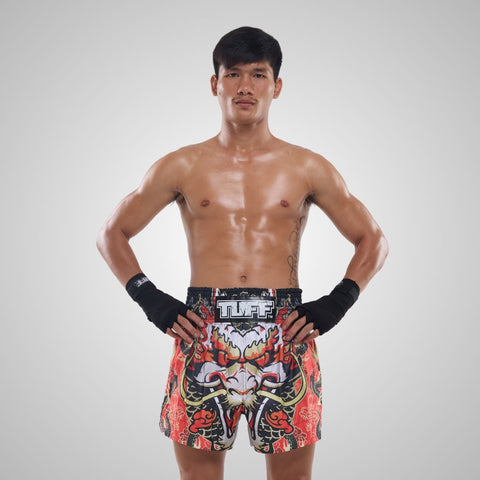 TUFF Muay Thai Shorts Boxing Trunks Traditional Style (TUF-MS621-RED)