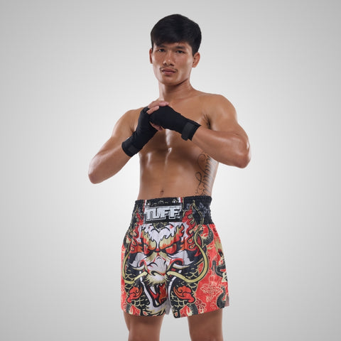 TUFF Muay Thai Shorts Boxing Trunks Traditional Style (TUF-MS621-RED)