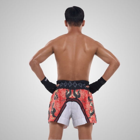 TUFF Muay Thai Shorts Boxing Trunks Traditional Style (TUF-MS621-RED)
