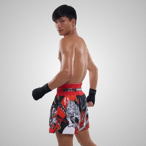 TUFF Muay Thai Shorts Boxing Trunks Traditional Style (TUF-MS660-BLK)