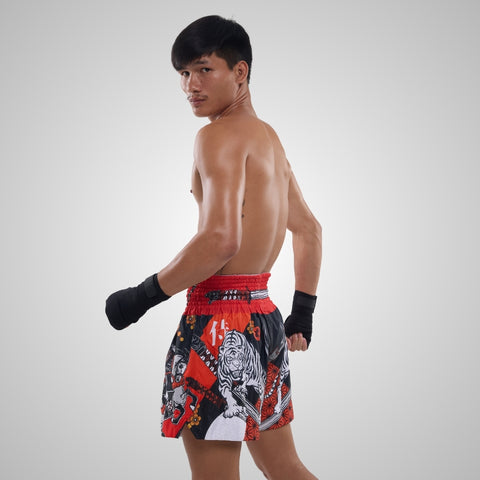 TUFF Muay Thai Shorts Boxing Trunks Traditional Style (TUF-MS660-BLK)