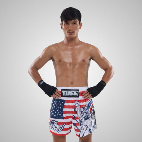 TUFF Muay Thai Shorts Boxing Trunks Traditional Style (TUF-MS662-NVB)