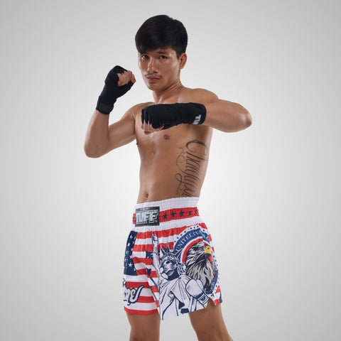 TUFF Muay Thai Shorts Boxing Trunks Traditional Style (TUF-MS662-NVB)