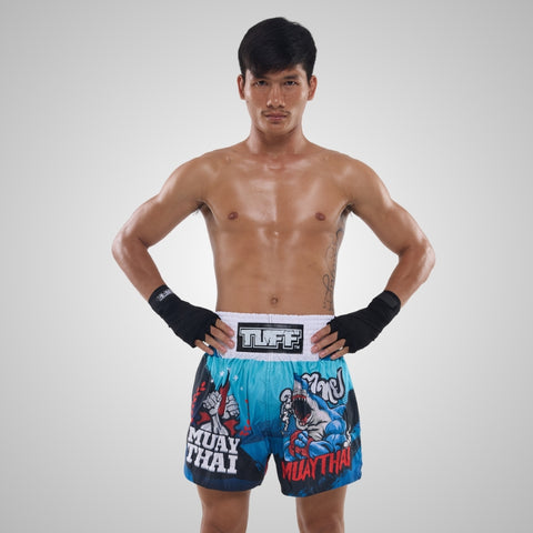 TUFF Muay Thai Shorts Boxing Trunks Traditional Style (TUF-MS673-BLU)
