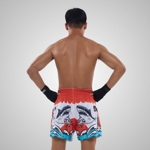 TUFF Muay Thai Shorts Boxing Trunks Traditional Style (TUF-MS674-WHT)