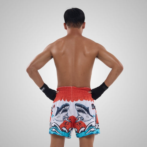 TUFF Muay Thai Shorts Boxing Trunks Traditional Style (TUF-MS674-WHT)
