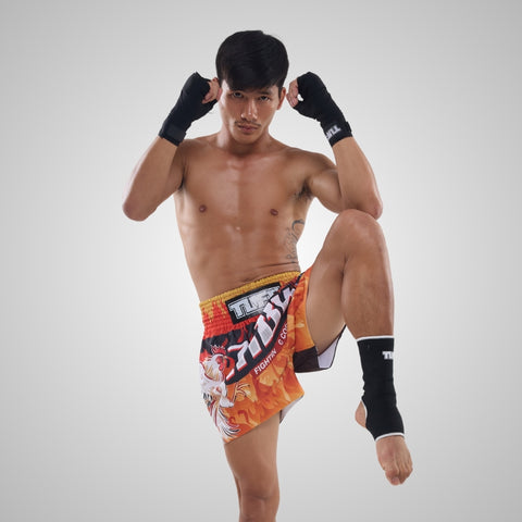 TUFF Muay Thai Shorts Boxing Trunks Traditional Style (TUF-MS675-ORG)