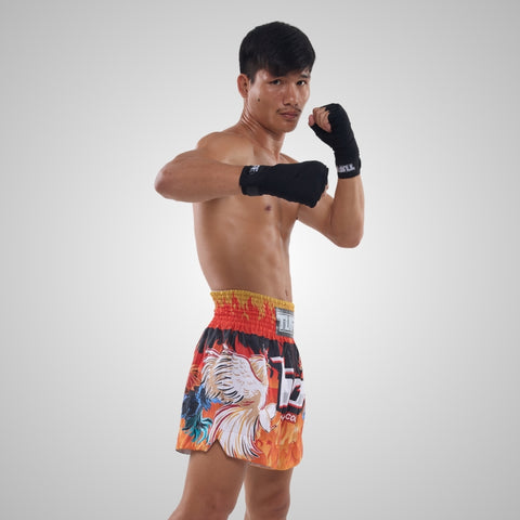 TUFF Muay Thai Shorts Boxing Trunks Traditional Style (TUF-MS675-ORG)