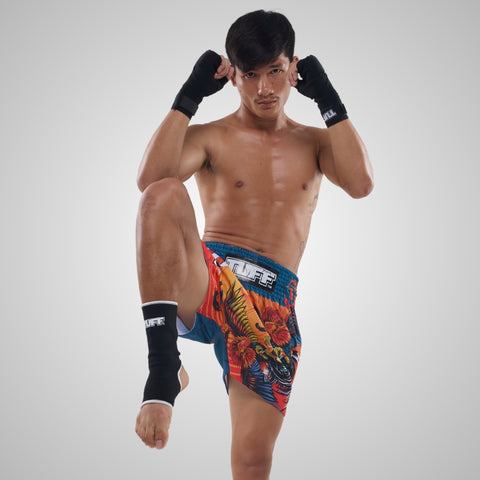 TUFF Muay Thai Shorts Boxing Trunks Traditional Style (TUF-MS676-ORG)