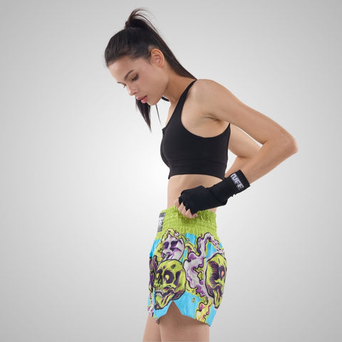 TUFF Muay Thai Shorts Boxing Trunks Traditional Style (TUF-MS682-LTB)