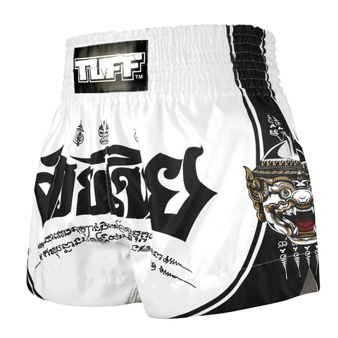 TUFF Muay Thai Shorts Boxing Trunks Traditional Style (TUF-MS689-WHT)