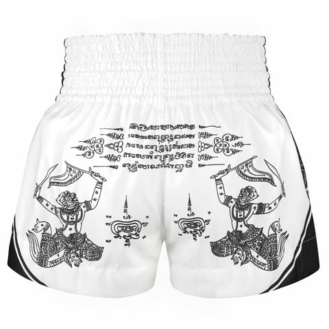 TUFF Muay Thai Shorts Boxing Trunks Traditional Style (TUF-MS689-WHT)