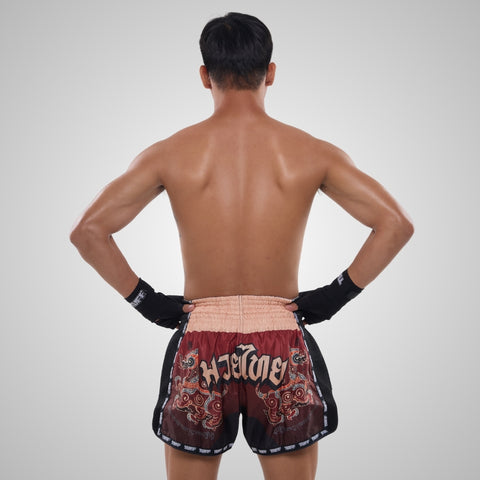 TUFF Muay Thai Shorts Boxing Trunks Retro Style (TUF-MSC101-RED)