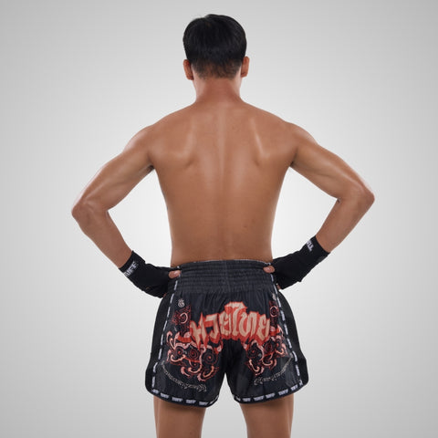 TUFF Muay Thai Shorts Boxing Trunks Retro Style (TUF-MSC102-BLK)