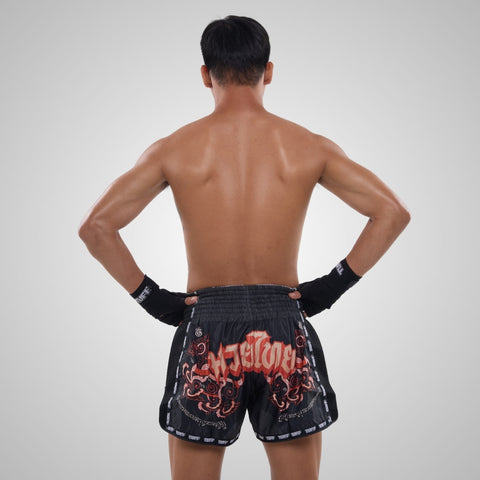 TUFF Muay Thai Shorts Boxing Trunks Retro Style (TUF-MSC102-BLK)
