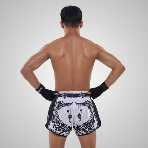 TUFF Muay Thai Shorts Boxing Trunks Retro Style (TUF-MSC108-WHT)