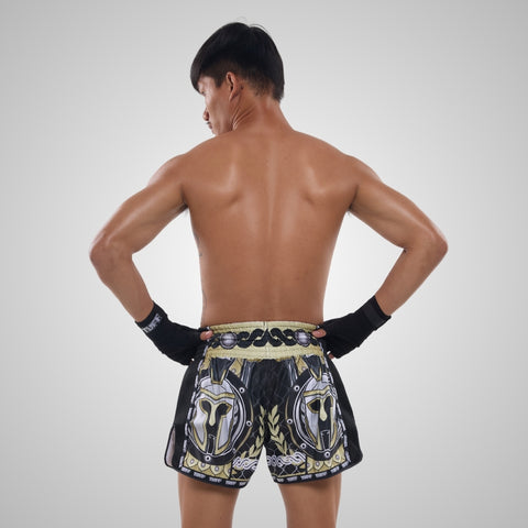 TUFF Muay Thai Shorts Boxing Trunks Retro Style (TUF-MSC109-BLK)