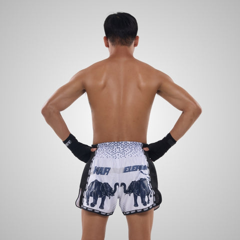 TUFF Muay Thai Shorts Boxing Trunks Retro Style (TUF-MSC112-WHT)
