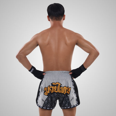TUFF Muay Thai Shorts Boxing Trunks Retro Style (TUF-MSC118-GRY)