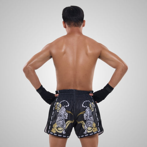 TUFF Muay Thai Shorts Boxing Trunks Retro Style (TUF-MSC120-BLK)