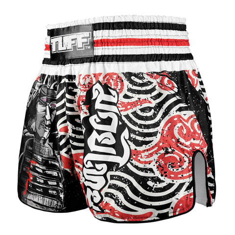 TUFF Muay Thai Shorts Boxing Trunks Retro Style (TUF-RMS102-BLK)