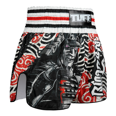 TUFF Muay Thai Shorts Boxing Trunks Retro Style (TUF-RMS102-BLK)