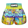 TUFF Muay Thai Boxing Shorts High-Cut Retro Style "We Come in Peace"