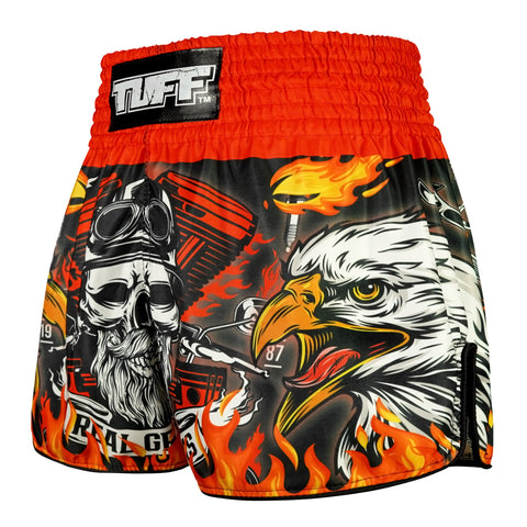 TUFF Muay Thai Shorts Boxing Trunks Retro Style (TUF-RMS108-RED)
