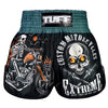 TUFF Muay Thai Boxing Shorts High-Cut Retro Style "The Skull Rider"