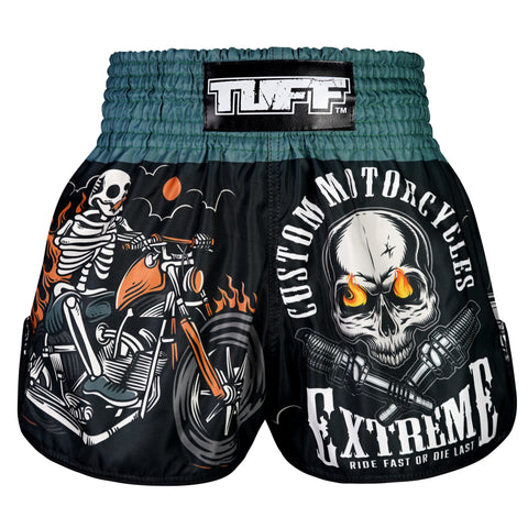 TUFF Muay Thai Shorts Boxing Trunks Retro Style (TUF-RMS109-BLK)