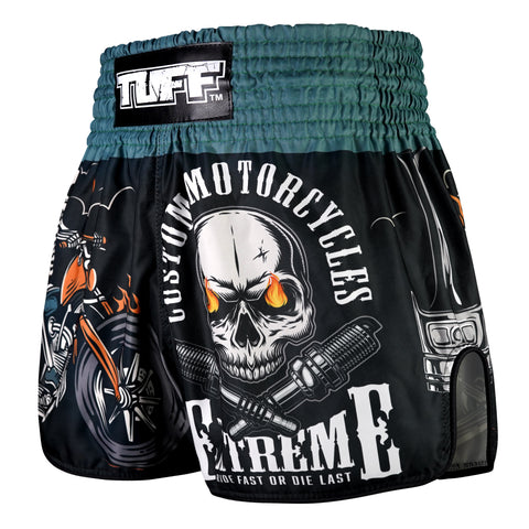 TUFF Muay Thai Shorts Boxing Trunks Retro Style (TUF-RMS109-BLK)
