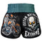 TUFF Muay Thai Boxing Shorts High-Cut Retro Style "The Skull Rider"