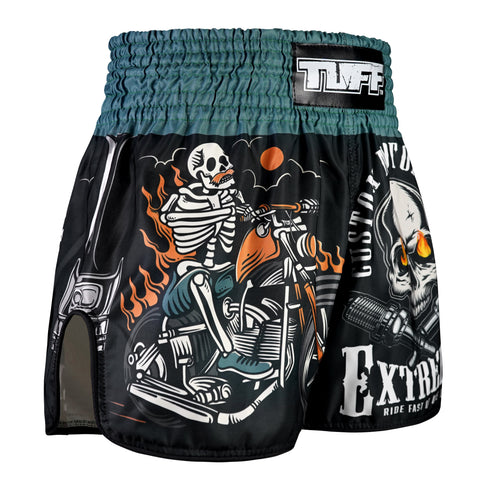 TUFF Muay Thai Shorts Boxing Trunks Retro Style (TUF-RMS109-BLK)