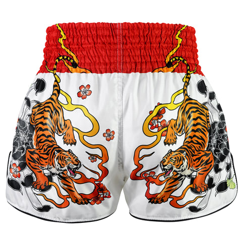 TUFF Muay Thai Shorts Boxing Trunks Retro Style (TUF-RMS110-WHT)