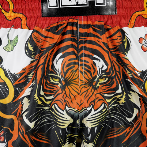 TUFF Muay Thai Shorts Boxing Trunks Retro Style (TUF-RMS110-WHT)