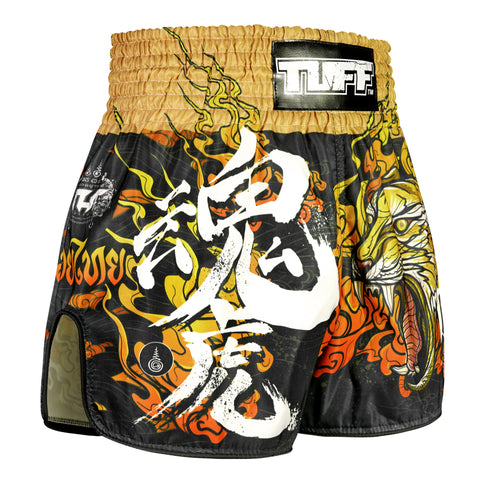 TUFF Muay Thai Shorts Boxing Trunks Retro Style (TUF-RMS111-BLK)