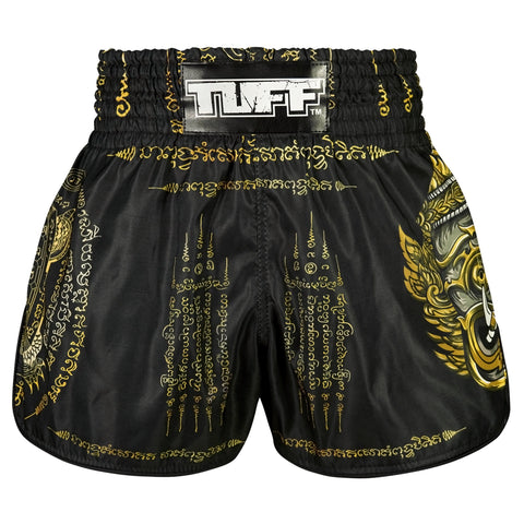 TUFF Muay Thai Shorts Boxing Trunks Retro Style (TUF-RMS116-BLK)