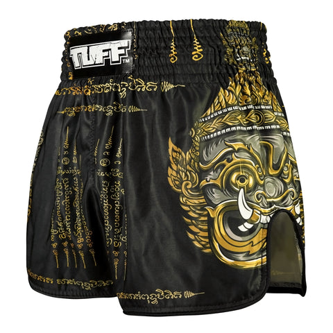 TUFF Muay Thai Shorts Boxing Trunks Retro Style (TUF-RMS116-BLK)