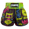 [Pre-Order] TUFF Muay Thai Boxing Shorts High-Cut Retro Style "Neon Graffiti"