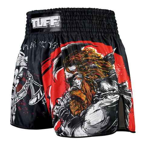 TUFF Muay Thai Shorts Boxing Trunks Retro Style (TUF-RMS121-BLK)